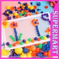 T4TOYS Board Beads Blocks for Kids with Beads Blocks Puzzle Building Nails Blocks Colorful Nails Peg