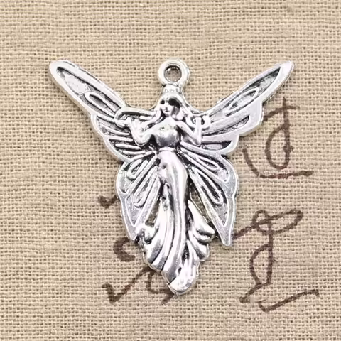 10pcs Charms Butterfly Fairy Angel 38x37mm Antique Bronze Silver Color Pendants DIY Making Findings 
