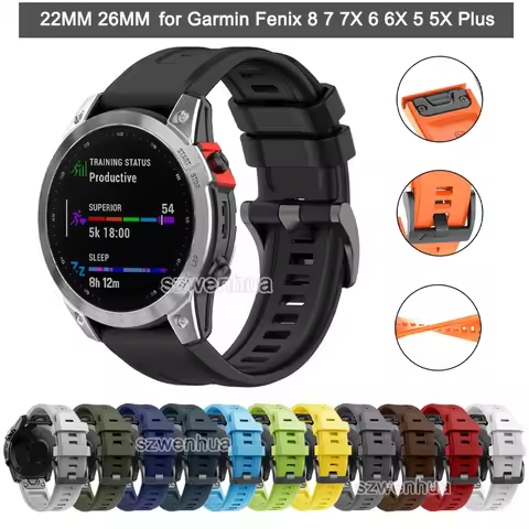 QuickFit Silicone Bands For Garmin Fenix 8 7 6 5x Forerunner 965 935 945 Instinct E Enduro Epix MARQ