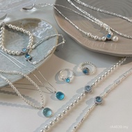 Pearl Style Sterling Silver Combination Style Ina Collection Broken Silver Race Light Luxury Aquamar