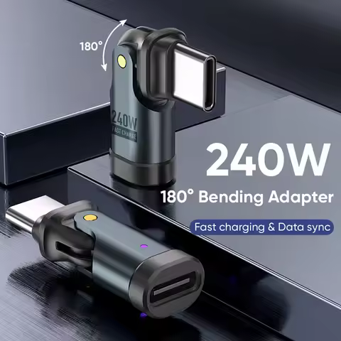 240W OTG Adapter 180 Rotation USB Type C Male to TypeC Female OTG Adapter Fast Charging Convertor Fo