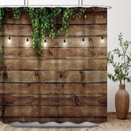 Rustic Shower Curtain Old Wooden Garage Door American Native Country Farm Style Bathroom Waterproof Decor Set with Hooks