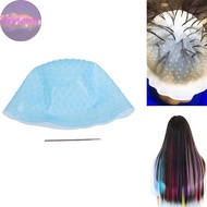 HabitatPort Silicone Hair Styling Coloring Cap + Hook Needle Color Dye Highlighting Dye Cap MY