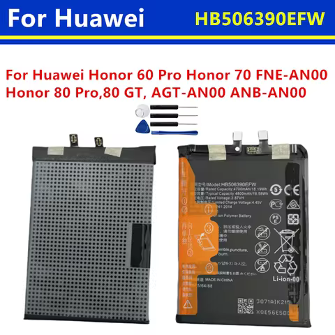 New HB506390EFW 4800mAh Battery For Honor 60 Pro Honor 70 FNE-AN00,Honor 80 Pro,80 GT, AGT-AN00 ANB-