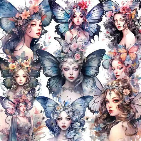 20Pcs/Pack Butterfly Elf Sticker DIY Craft Scrapbooking Album Junk Journal Decorative Stickers