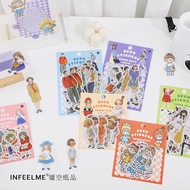 Set of 40 DIY Infeet Me Stickers Vintage Korean Style Girl and Boy