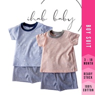 [IHAB Baby] Baby Short Sleeve Shirt + Short Pants | Baju Lengan Pendek + Seluar Pendek Bayi