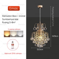 Lampu pendant kristal deluxe lampu pendant minimalis modern lampu dekorasi kamar tidur lampu LED rua