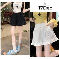 Women's Khaki Shorts with Waistband and Ruffles - Pretty Lady Shorts 17Dec- 838