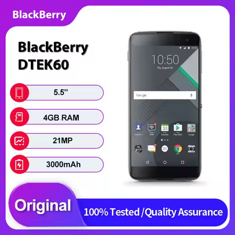 Original Unlocked BlackBerry DTEK60 4G Bluetooth WLAN Mobile Phone 5.5 inches 32GB 4GB RAM 21MP
