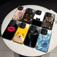 For Itel A70 A665L Elegant Flower Cat Cartoon Casing itel A70 Lens Protective Tempered Glass Phone C