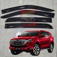 กันสาด ISUZU MU-X 2022 2023 2024 ล่าสุดอะคริริค สีดำ ตรงรุ่น 4 ชิ้น มีกาว 3 M ในตัว กันสาดรถยนต์ ISU