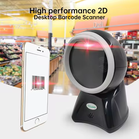 Barcode Scanner 1D 2D Desktop Omnidirectional Hands-Free Wired USB Platform Scanning Barcode Reader 