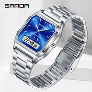 SANDA 747 Men's Sports Watch Dual Display Clock Multi functional Waterproof LED Men's Quartz Watch -