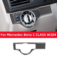 :{-- “สำหรับ Mercedes Benz C CLASS W204รถคาร์บอนไฟเบอร์2007-2014สวิทช์ไฟหน้าสติกเกอร์ตกแต่งภายในอุปกรณ์ตกแต่งรถยนต์แผงปุ่มรถแข่ง