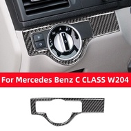 :{-- “สำหรับ Mercedes Benz C CLASS W204รถคาร์บอนไฟเบอร์2007-2014สวิทช์ไฟหน้าสติกเกอร์ตกแต่งภายในอุปก