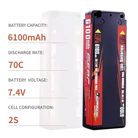 7.4V 2S Lipo Battery for 6100mAh 70C Hard Case with 4mm Bullet RC Truck Car Truggy Trains Buggy Vehi
