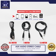 AUX AUDIO STEREO CABLE, 3.5mm Male to 3.5mm Male JACK, 28 AWG 30V