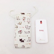 手機袋 眼鏡袋 可愛小貓 棉麻收納袋束口袋抽繩袋 可以客製大小和繡字