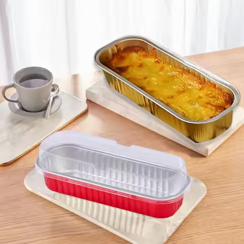10pcs New Rectangle Muffin Cupcake Party Tray Brown Letters Baking Cup Case Tin Foil Box Birthday Ca