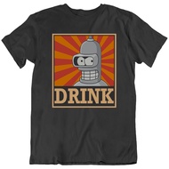 Bender Futurama Drink Drinking Cartoon Funny T-Shirt Tee Gift New