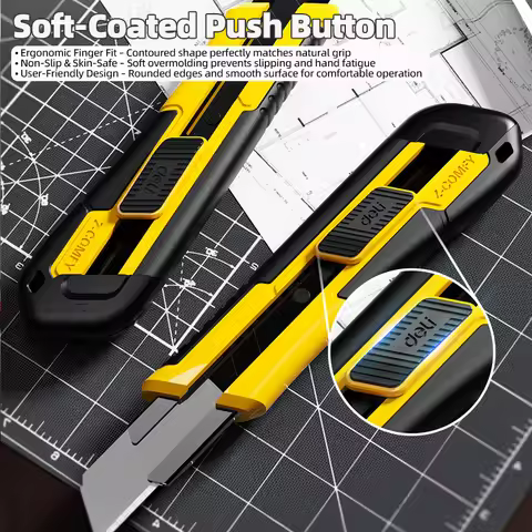 DELI Utility Knife 18MM Wide Snap-Off Blades, Exacto Knife for Cutting Box, Wrapping, Cardboard Cutt