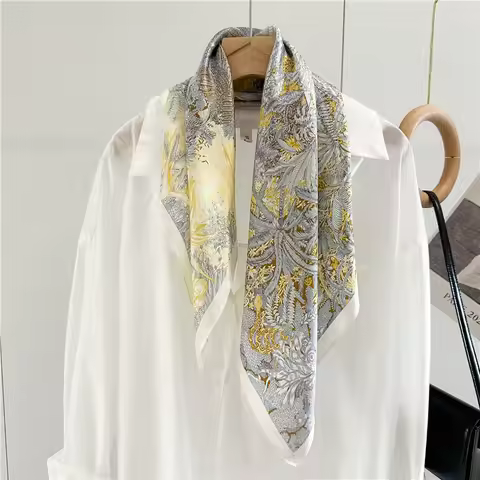 100% Real Silk Shawls and Wraps for Women 65x65cm Square Silk Scarf Printed Autumn Spring Multifunct