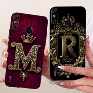 Infinix X653 X663 Cover Infinix Smart 4 Case Silicone Luxury Crown A-Z Letters 2D Flat Pattern Soft 