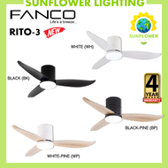 FANCO RITO 3 46" | 52" DC Motor Hugger Ceiling Fan with 24W LED Light and Remote Control (Optional: Wifi Module)