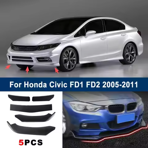 Adjustable 5Pcs Sectional Front Spoiler Lip For Honda Civic FD1 FD2 2005-2011 Front Bumper Splitter 