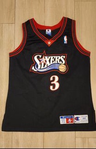 Iverson Sixers 98 AU Authentic NBA Jersey 球員版 落場版 球衣 波衫  44 M Champion