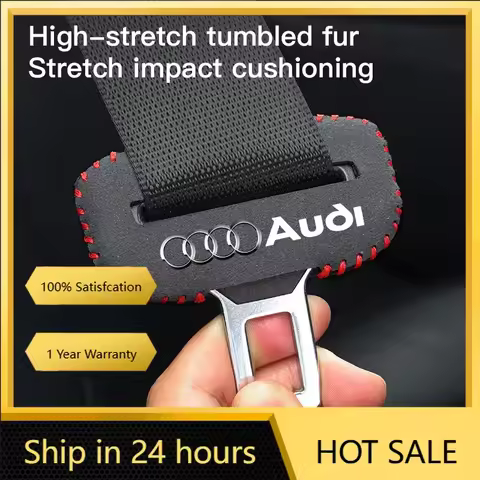 2025 Hot Car Badge Safety Belt Buckle Plug Leather Cover For Audi A1 A2 A3 A4 A5 A6 A7 A8 Q1 Q2 Q3 Q