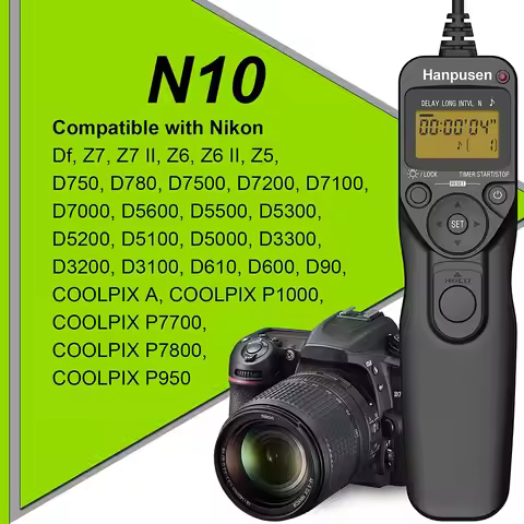 Timer Remote Switch Multi-Function Remote Cord for Nikon with DC2 Connection Z5 Z7II Z6II D90 D5600 