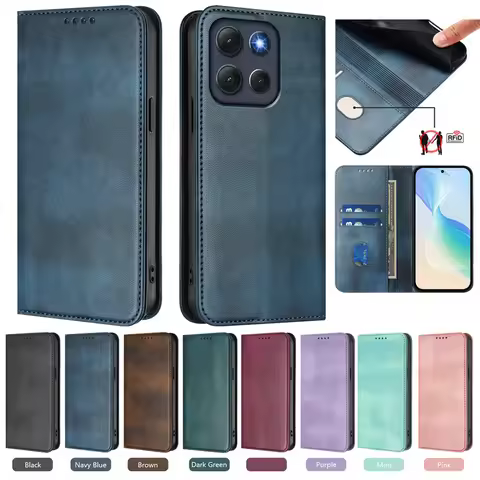 For Motorola G87 5G RFID Leather Wallet Case Moto G86 G06 G57 G67 G17 Power G66Y G66J G56 G77 G87 G4
