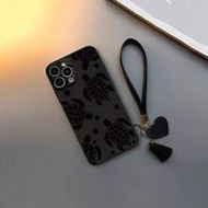 Ocean 1pc Black Sea Turtle Liquid Silicone Phone Case With Heart-Shaped Wrist Strap, Compatible With