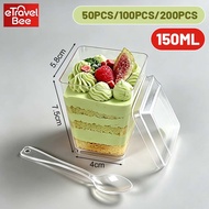 150ml Mousses Disposable Square Dessert Cup Food Container Cups for Jelly Mousses Bekas Plastik