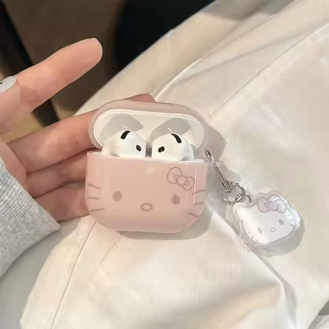 Hello Kitty Headset Case Anime Cartoon Printing Sanrio Kawai Bluetooth Headset Case AirPods Fall-pro
