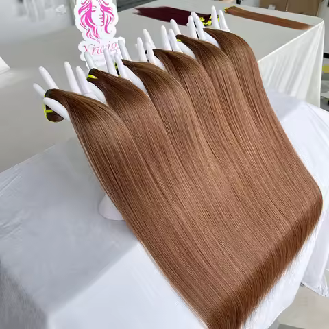 Yiwigs 12A Grade #4 Brown Colored Raw Human Hair Bundles 100% 16-24 inches Straight Brazilian Bundle