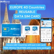 [AIRSIM] EUROPE (40 Countries) 4G Data - Reusable Travel Data SIM Card