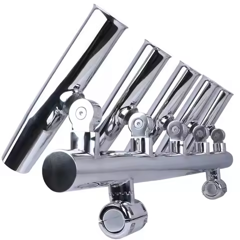 5 Tubes 304 Stainless Steel Fishing Rod Holders Angle Adjustable Console Boat T Top Rocket Launcher 