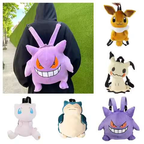 Cute Pokemon Gengar Backpack Kawaii Plush Bag Eevee Snorlax Mimikyu Schoolbag Couple Backpack Cospla