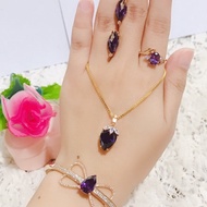 set giok warna ungu gelang giok asli anting giok ungu 88