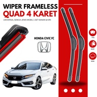 Honda Civic Fc Quad Wiper 4 Layers Rubber Blade 1 Set Kiri and Right Pair of Car Windshield Cleaners
