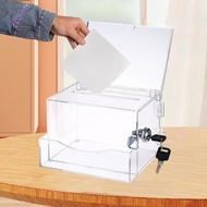 [Freneci] Acrylic Donation Box with Lock Storage Organizer Post Mail Box Donation Collection Comment