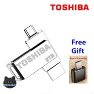 💖{สินค้าขายดีใหม่} Gratis Ongkir + ปลาคอด💖Toshiba 2 In 1 OTG USB โลหะ2.0ไมโคร USB USB แฟลชไดรฟ์หน่วยความจำ USB คู่พร้อมอะแดปเตอร์ TypeC ฟรี