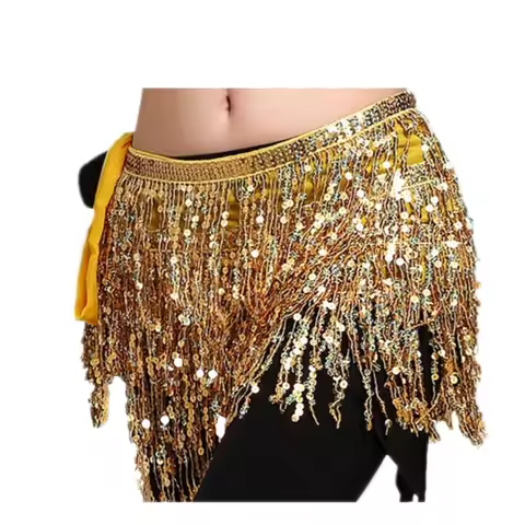 Belly Dance Performance Costume Glitter Tassel Hip Towel Waist Chain Indian Dance Waist Scarf Y2k Sk