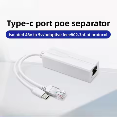 Standard POE Splitter 48V to 5V 2.4A Micro USB tpye-C 10/100Mpbs POE Camera Injector Power Supply