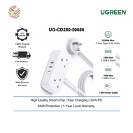 UGREEN CHARGER EXTENSION POWER STRIP WITH 30W PD USB-C PORT 18W 2 USB A 2 AC OUTLETS (UG-CD280-50686