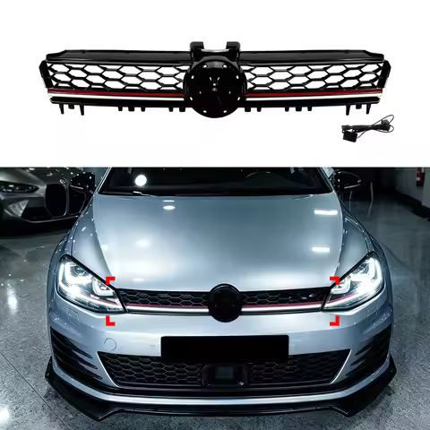 For Volkswagen Golf 7 GTI 2013-2016 model honeycomb LED headlight air intake grille front grille Bum