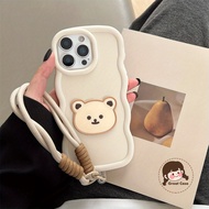 3D Wave Matte Bear Phone Case For OnePlus ACE 3 3V 2 2V Nord N30 4 3 2 2T CE4 CE3 CE2 CE Pro Lite 5G